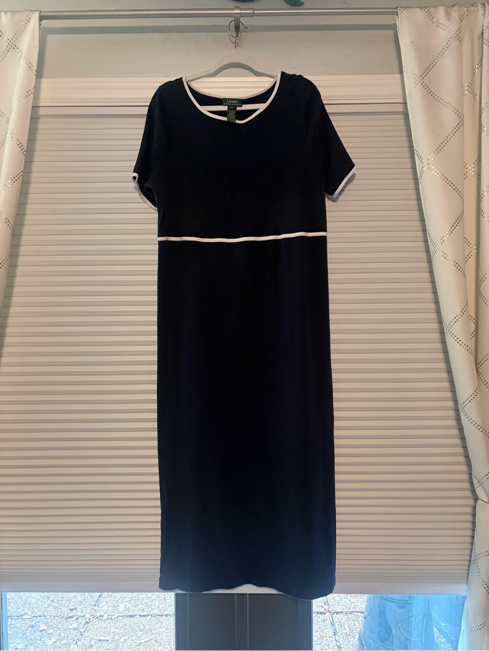 Lauren Ralph Lauren Navy Maxi Dress with White Trim